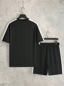 Men's minimalist printed short-sleeved shirt and shorts suit factory, customization available.F10 - Product Image 2