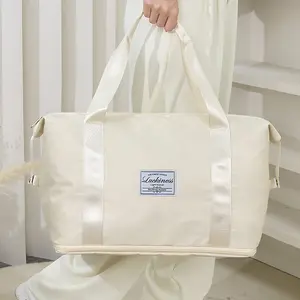 Mở rộng Duffel phòng tập thể dục Tote túi lớn du lịch Tote Túi không thấm nước Weekender mang trên qua đêm túi cho phụ nữ với xe đẩy tay áo