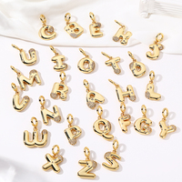 New Arrivals Fashion Initial Letter Pendants Charms 18K Gold Plated Bubble Letters Brass Zircon DIY Nameplate Couple Necklace