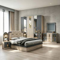 Ensemble complet de meubles de chambre personnalisés avec armoire, lit, coiffeuse, table de chevet et rangements pour chambre, appartement, villa