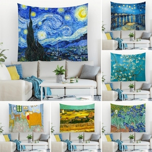 Tapiz Decorativo para Pared <span class=keywords><strong>de</strong></span> Sala <span class=keywords><strong>de</strong></span> Estar, Impresión <span class=keywords><strong>de</strong></span> <span class=keywords><strong>Estrellas</strong></span>, Luna y <span class=keywords><strong>Noche</strong></span> <span class=keywords><strong>de</strong></span> <span class=keywords><strong>Van</strong></span> <span class=keywords><strong>Gogh</strong></span>, 100% Poliéster, Impermeable, Lavable a Máquina - Product Image 1