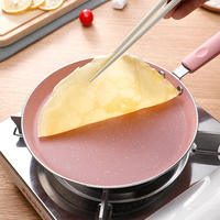 Poêle à crêpes antiadhésive de 6, 8 et 10 pouces, poêles à gaz de forme ronde, poêle à œufs, ustensiles de cuisine rose