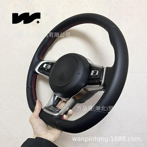 Volant sport en fibre de carbone sur mesure pour VW <span class=keywords><strong>Golf</strong></span> <span class=keywords><strong>7</strong></span> 8 MK7 GTI avec affichage LED de changement de vitesse et revêtement en cuir <span class=keywords><strong>Alcantara</strong></span> - Product Image 2
