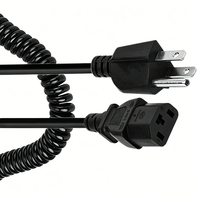 Câble d'alimentation spiralé à ressort 3 broches 18AWG NEMA 5-15P vers IEC320 C13, cordon de remplacement pour ordinateur, PC de bureau, imprimante