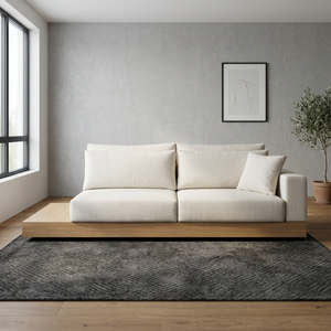 Sofá Seccional Moderno con Plataforma Cuadrada, Sofá Minimalista de Asientos Bajos, Base de Madera, Muebles Contemporáneos para Sala de Estar de Villa - Product Image 2
