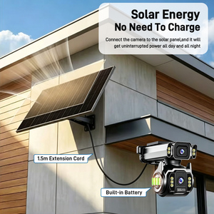 Caméra solaire PTZ à double objectif 10MP, 2 écrans, zoom 12X, AOV, enregistrement 24/7, détection de mouvement, cloud, IP66, étanche, sans fil, 4G - Product Image 5