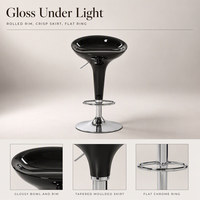 Tabouret de bar ABS avec siège incurvé brillant, réglage à vérin, repose-pieds chromé, tabouret de comptoir moderne, design minimaliste pour bar à domicile