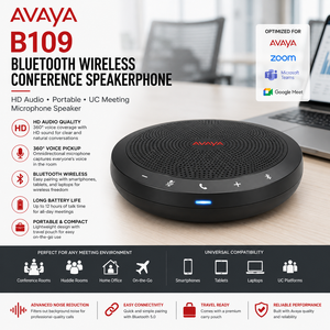 ลำโพงประชุมไร้สาย <span class=keywords><strong>Avaya</strong></span> B109 รุ่นดั้งเดิม เสียง HD พกพาสะดวก ไมโครโฟนสำหรับการประชุม UC - Product Image 1