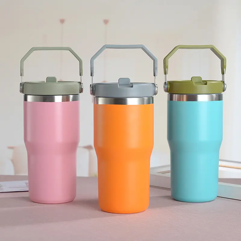 Wholesale Iceflow Vacuum Insulated Water Bottle for Home Office Car Reusable Cup Leakproof Flip Stainless Steel Tumbler with Straw
