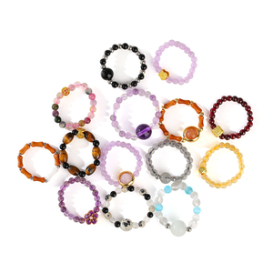 Bagues en pierres précieuses naturelles mélangées, bagues larges en cristal poli massif, bagues en pierres assorties pour un usage quotidien et comme cadeau de bijoux - Product Image 2