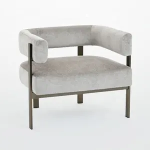 Living Room Metal Stainless Steel Fabric Upholstery With Arms Single Leisure Sofa Chair