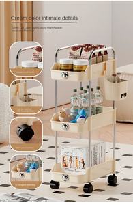 Chariot de rangement à quatre niveaux de type sol, luxe léger, non pliable, pour la cuisine, usage domestique, PP + acier inoxydable 201 - Product Image 4