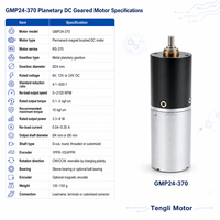Moteur à engrenages planétaires Tengli GMP24-370 24V à couple élevé avec encodeur magnétique 1024PPR pour robots et dispositifs médicaux