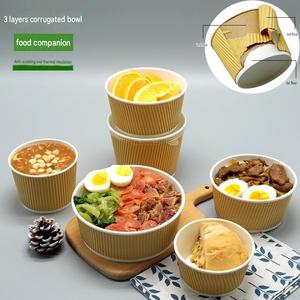 Custom-printed logo disposable paper plates bowls paper with lid <b>takeaway</b> food packaging Corrugated Black - Product Image 6