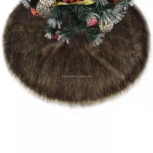 48英寸仿毛皮圣诞树裙，带背部高档竹节面料圣诞装饰品