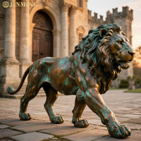 Lions en cuivre de fonte de jardin extérieur, statues de lion en bronze moulées à la main, sculptures d'animaux grandeur nature