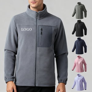 Vestes <span class=keywords><strong>Polaire</strong></span> Unisexe avec Logo Personnalisé à Col Montant Manteaux Chauds avec Fermeture Éclair avec Poches pour l'Hiver Randonnée Décontracté - Product Image 1