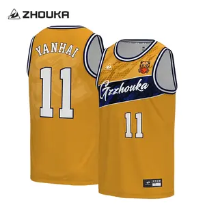Camicia uniforme da basket con stile personalizzato in poliestere stampata a sublimazione canottiera cucita da basket da uomo