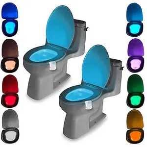 Luz noturna de led para banheiro, sensor de movimento pir 8 cores luz noturna de assento de privada à prova d' água luz de fundo para wc luminária de led atacado