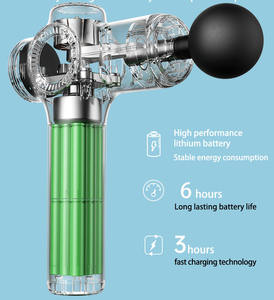 Pistola de masaje muscular de mano profesional de bajo ruido, percusión de tejido profundo gris, 8 cabezales de masaje, Material ABS, pantalla táctil LCD - Product Image 2