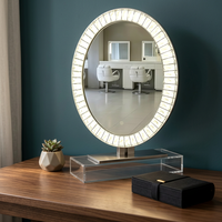 Miroir LED intelligent anti-buée réglable, mural, style Art Déco, à commande tactile, éclairé, moderne, écologique, argenté, pour maquillage