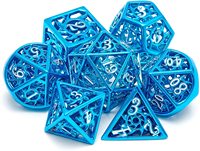 Dragon solide et donjon métal creux dnd chargé rpg jeu de dés personnalisé ragon et donjon dés en métal dés creux bleus