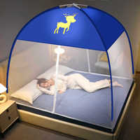 Moustiquaire de lit escamotable à double porte, grande taille, autoportante, avec baldaquin intégré