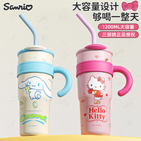 Sanrio Cartoon Insulated Water Cup 1200Ml With Straw And Handle For Kids And Adults