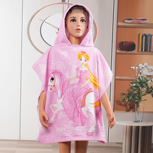 Unisex Children's Microfiber Hooded Cape <strong>Bath</strong> <strong>Towel</strong> Poncho Quick-Dry Beach <strong>Robe</strong> with Cartoon Print for Child Wearable - Product Image 4
