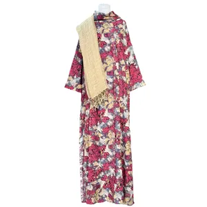 2024 New Design Aschulman Custom Abaya Women Muslim Dress 100%linen Abaya Women Muslim Dress Luxury Abaya Dubai