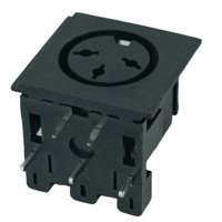 Receptáculo HX Factory Direct DS-3 DIN Hembra de 3 Pines, Negro, Montaje en Panel PCB, Conector DIN