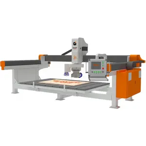 4+1 Axis GQ-3220BM Marble Granite Quartz Stone Bridge Saw Cutting Machine With Extra Spindle 5.5kw To Mill Inner Holes