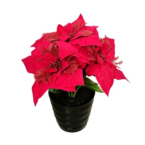 Luz <span class=keywords><strong>de</strong></span> noche <span class=keywords><strong>de</strong></span> Poinsettia luminosa, <span class=keywords><strong>maceta</strong></span> <span class=keywords><strong>de</strong></span> flores artificiales transfronteriza Popular para Navidad, Año Nuevo, flores decorativas, plantas - Product Image 3