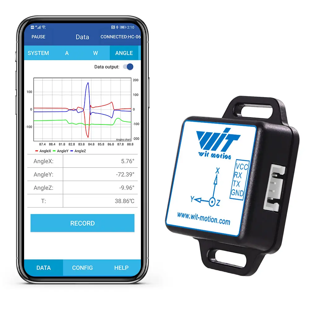 Acelerômetro Bluetooth BWT901BCL 200Hz MPU9250 AHRS Giroscópio de 10 eixos + Ângulo XY 0.05 Precisão + Magnetômetro com Barométrica