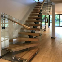 Weijia Escaliers flottants modernes en spirale Bois préfabriqué Verre Design pour les dessins et les expéditions de béton Garde-corps en fer et en verre