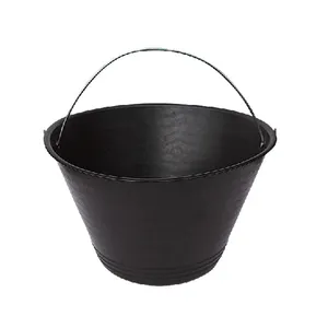 Cubo de mezcla de cemento y plástico negro, con mango de Metal, 12L de capacidad, cubos de pvc, precio de fábrica