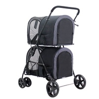 Grand chariot de luxe à 4 roues pour animaux de compagnie Double Twin Dog & Sporty Cats Stroller Jogging & Travel Carriers for 2 Dogs