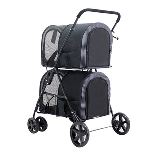 Carrito grande <span class=keywords><strong>de</strong></span> lujo para mascotas <span class=keywords><strong>de</strong></span> 4 ruedas, cochecito doble para perros y gatos <span class=keywords><strong>deportivos</strong></span>, cochecito para correr y viajar para 2 perros - Product Image 5