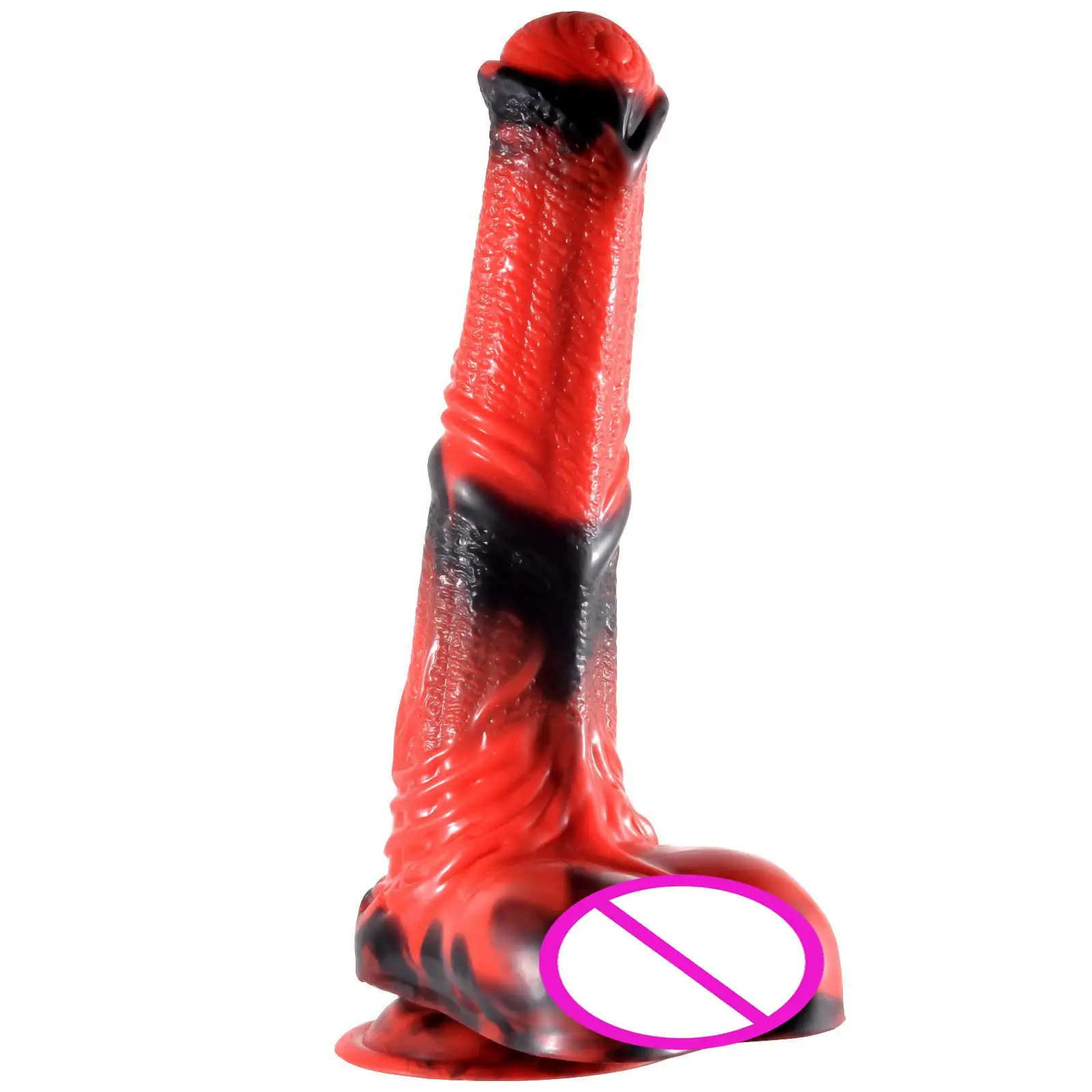 Gode à pénis de cheval rouge et noir XXL, 25cm de diamètre, 4.4cm, ventouse forte, stimulation du point G, pénis, jouet sexuel anal pour femmes