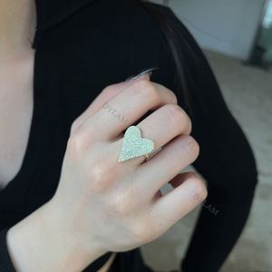 Dylam Unique Gift Show Love Cubic Zirconia <b>Adjustable</b> Open <b>Ring</b> 18k Gold Plated Resizable 925 Peach Heart <b>Silver</b> <b>Rings</b> Girl - Product Image 6