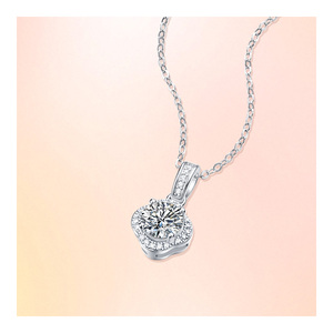 Của phụ nữ S925 Bạc Vòng cổ với moissanite tim Mặt dây chuyền số lượng lớn trong kho bao gồm chuỗi - Product Image 2