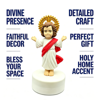 Figurine de Jésus personnalisée en PVC |   Statue religieuse de dessin animé avec halo doré pour la décoration de bureau et de voiture