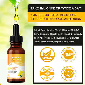 High Quality <b>Vitamin</b> D3 K2 <b>Liquid</b> Drops Oral Oil Support for Bones and Energy Levels Natural Herbal Supplement - Product Image 2