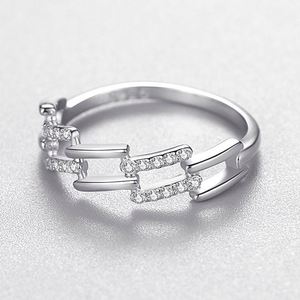 Anillo de Boda de Plata S925 con Diseños Modernos para Mujer, Anillo de Lujo con Imitación de Diamante - Product Image 3