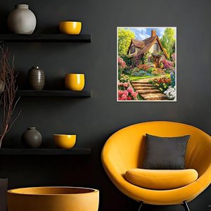 Dipinto Digitale Personalizzato su Tela Songwoo, Casa di Campagna Inglese con Giardino <span class=keywords><strong>in</strong></span> <span class=keywords><strong>Fiore</strong></span>, Pittura a Numeri - Product Image 4