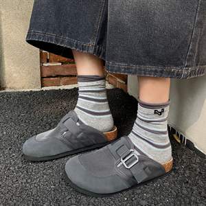 <span class=keywords><strong>Mules</strong></span> de luxe unisexes style Birkenstocks en cuir de vachette véritable sabots en liège souple pantoufles <span class=keywords><strong>orthopédiques</strong></span> avec amorti authentique - Product Image 3