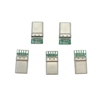 Conector de placa PCB USB 3,1 Tipo-C PD 20W Conector Adaptador de receptáculo macho de 5 pines para soldar Cable Soporte de alta corriente