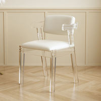 Chaise de salle à manger nordique en acrylique haute transparence avec coussin moelleux, style minimaliste et luxueux, chaise flottante pour étudiant