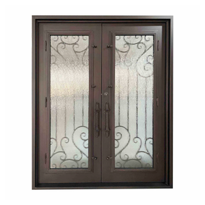 La scelta definitiva per l'ingresso della tua casa in ferro battuto <span class=keywords><strong>su</strong></span> <span class=keywords><strong>misura</strong></span> doppie porte anteriori Design classico elegante quadrato - Product Image 2