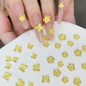 40PCS 3D Gold Metal Flower Butterfly Nail Art Charms Accessories Parts for Manicure <span class=keywords><strong>Deco</strong></span> Nails Decoration Made of Alloy - Product Image 2